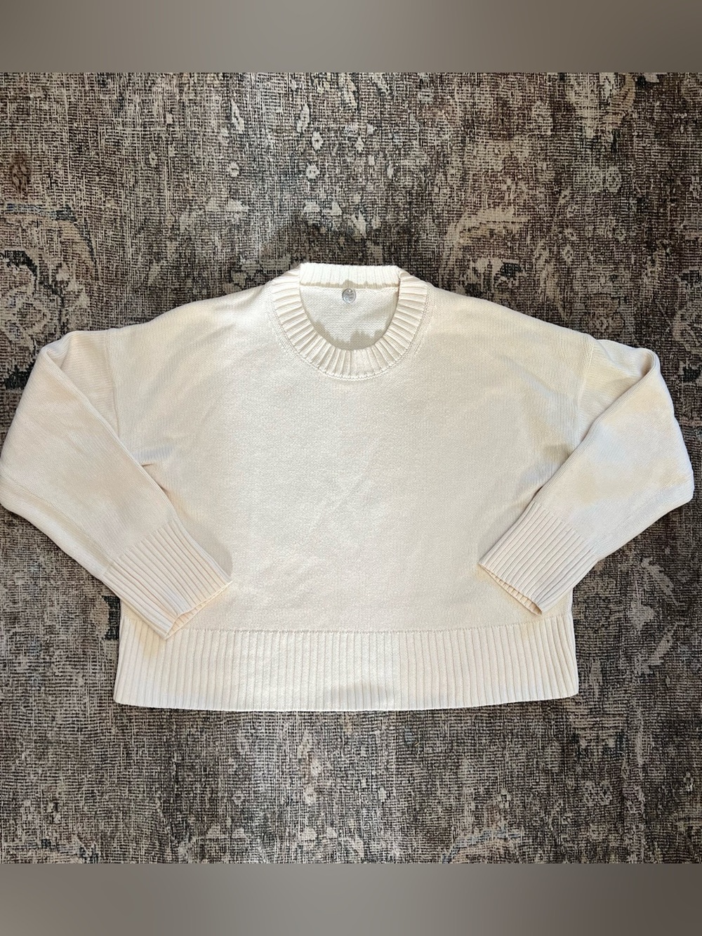 Margaret Howell Cream Off White Heavyweight Knit Crewneck Pullover Sweater XS